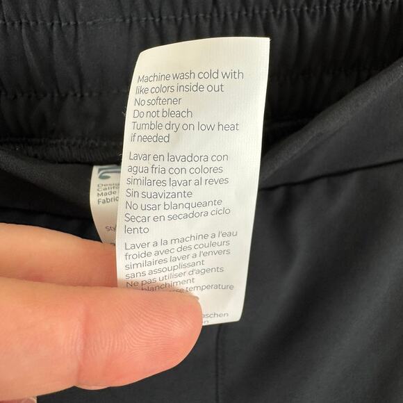 Fabletics Black Elastic Waist Straight Leg Pull On Windbreaker Athletic Pants L - Picture 7 of 7